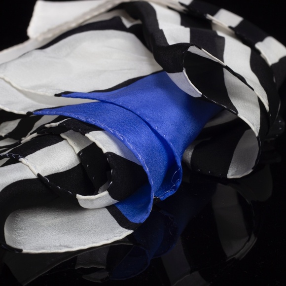 Vintage Silk Scarf | Echo Scarf | Retro Style Block Color Striped - Picture 6 of 9